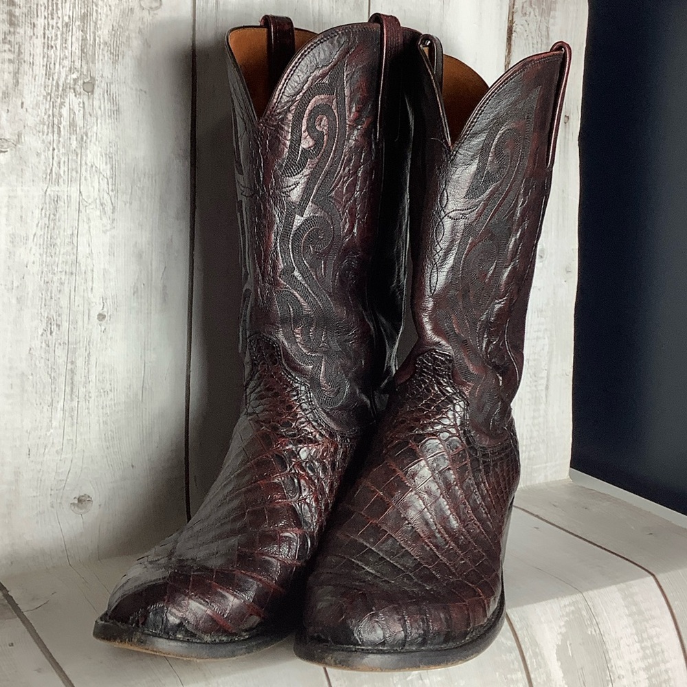 Lucchese burgundy Crocodile Leather Boots